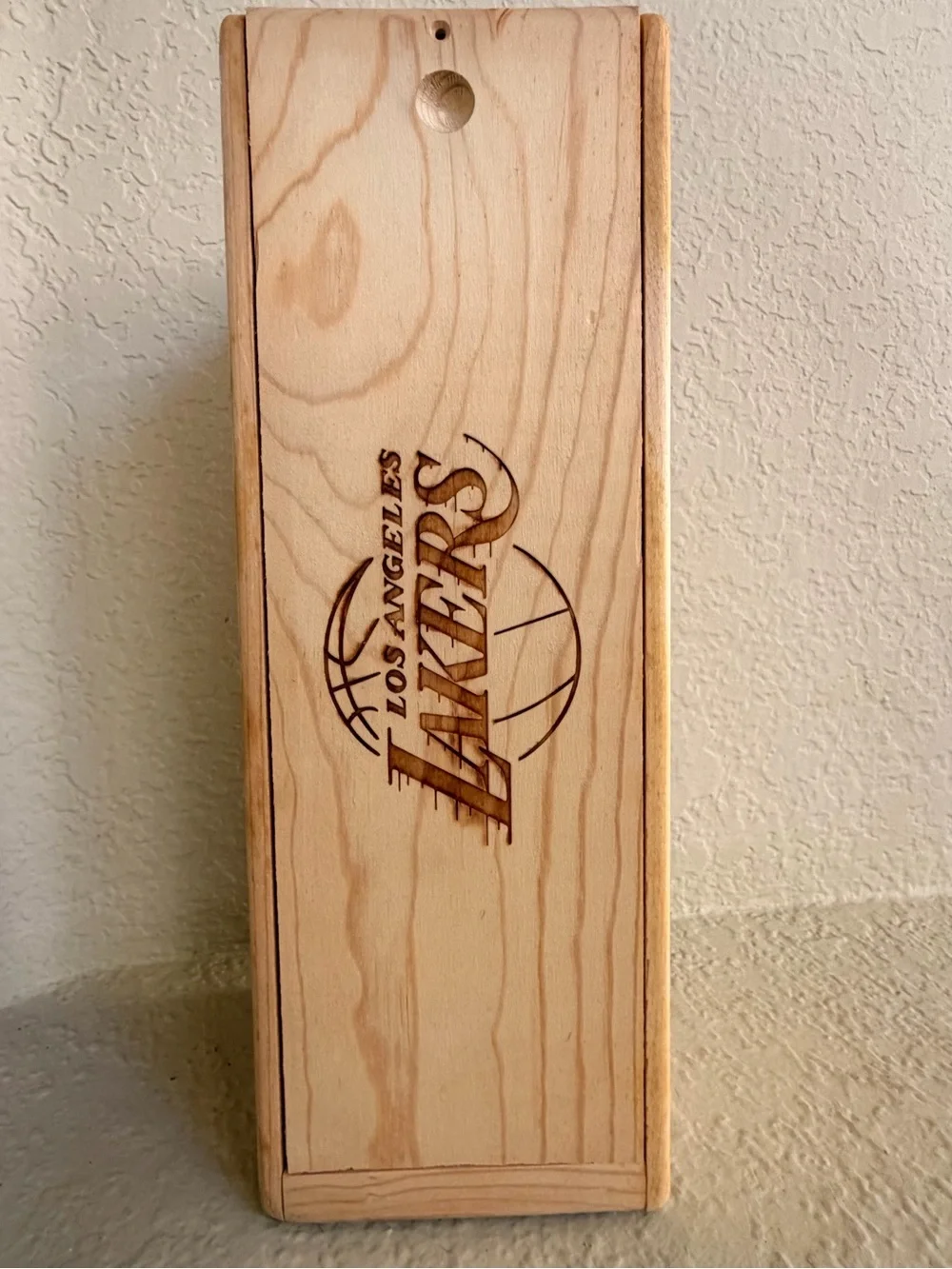 Los Angeles Lakers Engraved Wooden Display Box - One Natural Wood